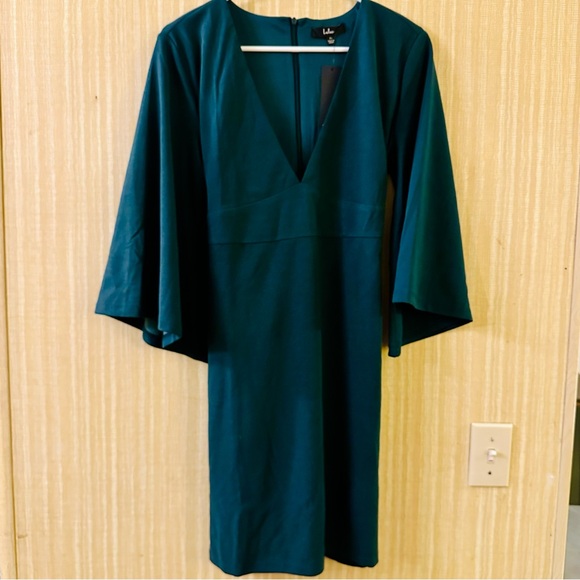 NWT New Lulus Glimpse of Glamour Forest Green Bell Sleeve Bodycon Dress XL - Picture 5 of 8